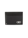 Ferragamo Textured Leather Card Case In Black