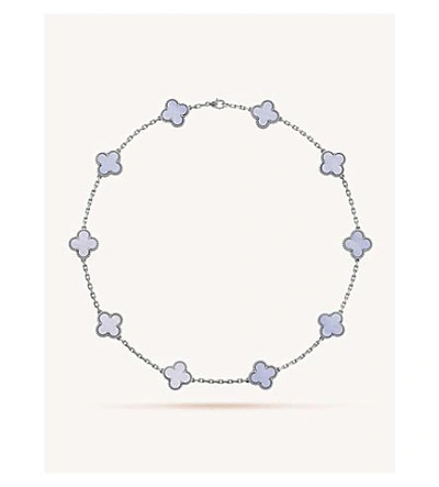 Van Cleef & Arpels Womens White Gold Vintage Alhambra Gold And Chalcedony Necklace