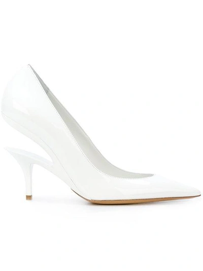 Maison Margiela Suspended-heel Patent-leather Pumps In White