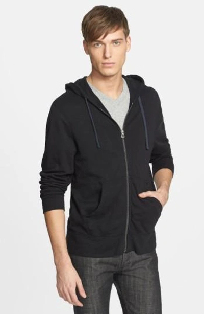James Perse Vintage Cotton French Terry Zip Hoodie In Grey