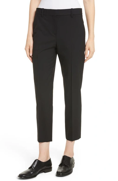 Theory Treeca Skinny-leg Cropped Classic Suiting Pants In Black