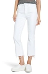 Mother The Insider Step Hem Crop Bootcut Jeans In White