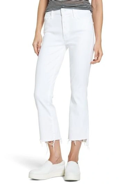 Mother The Insider Step Hem Crop Bootcut Jeans In White