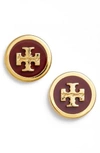 TORY BURCH LOGO STUD EARRINGS,40827