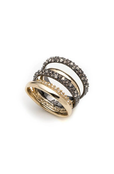 Alexis Bittar Pave Orbit Crystal-encrusted Layered Ring In Yellow/silver