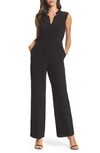 Tahari Sleeveless Crepe Jumpsuit In Black