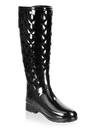 Hunter Original Refined High Gloss Quilted Waterproof Rain Boot In Black