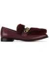 BOYY BURGUNDY LOAFUR LEATHER AND FUR LOAFERS,LOAFURREXBORDEAUX12423462