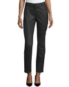 Lafayette 148 New York Thompson Waxed Denim Slim Leg Jeans In Black