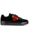 Prada Velvet Grip-strap Platform Sneaker In Black