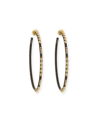 Armenta 18k Gold & Blackened Sterling Silver Old World Crivelli Champagne Diamond Hoop Earrings In Gold/black