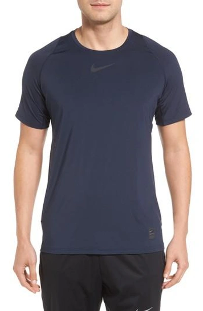 Nike Men's Pro Dri-fit Fitted T-shirt In Obsidian/ White/ White