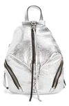 Rebecca Minkoff Mini Julian Metallic Leather Backpack - Metallic In Silver