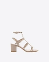 Valentino Rockstud Leather Cage Sandals In Poudre