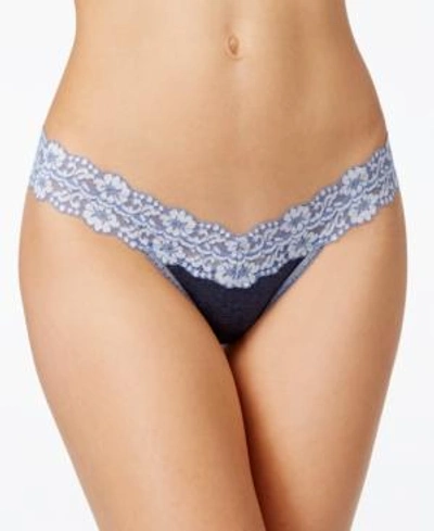 Hanky Panky Original-rise Heather Jersey Thong In Chambray/ivory