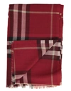 BURBERRY WOOL AND SILK SCARF,3954620 GAUZE GIANT CHKPARADE RED