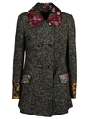 Dolce & Gabbana Bejeweled Details Double-breasted Peacoat In Grey