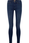 Mother The Looker Mid-rise Skinny Jeans In Dark Denim