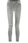MOTHER LOOKER DISTRESSED HIGH-RISE SKINNY JEANS