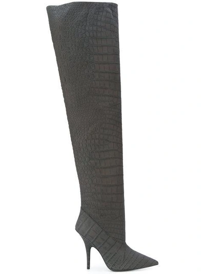 Yeezy Embossed Tubular Boots In Grey