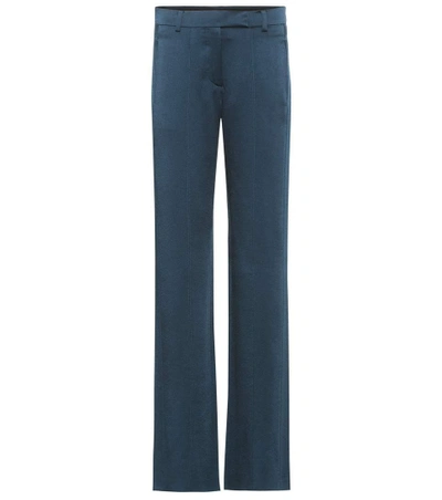 Valentino Satin Straight-leg Trousers In Blue