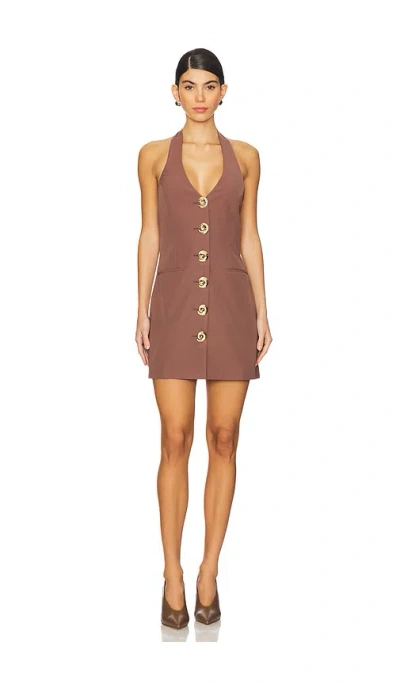 The Wolf Gang Irida Vest Dress In Chocolate Brown