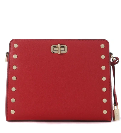Michael Kors Sylvie Leather Messenger Bag With Studs In Rosso