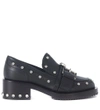N°21 N&DEG;21 BLACK LEATHER LOAFERS WITH DOUBLE BUCKLE AND STUDS,8934925