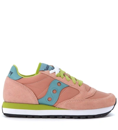 Saucony Jazz Pink Suede And Nylon Trainer In Rosa
