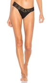 Hanky Panky Original-rise Organic Cotton Lace-trim Thong In Black
