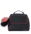 ORCIANI BLACK LEATHER AND PINK VELVET HANDBAG,B01999-SOFTLINE-ROSA