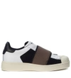 MOA Slip On Moa In Black And White Fabric With Brown Strap,8749650