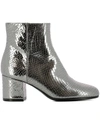 PARIS TEXAS SILVER LEATHER ANKLE BOOTS,8365681