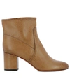 SANTONI BROWN LEATHER HEELED ANKLE BOOTS,8588352
