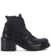 MOMA BLACK LEATHER ANKLE BOOTS WITH LACES AND ZIP,86708-NERO