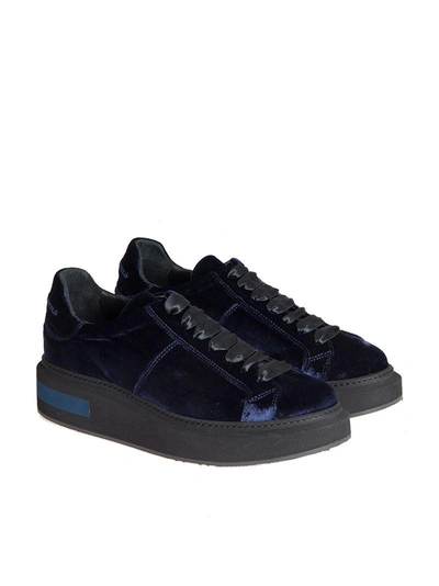 Manuel Barcelò Trafalgar Square Velvet Sneakers In Navy Blue