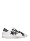 2STAR WHITE AND BLACK LEATHER LOW SNEAKERS,2SD1602