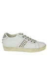 LEATHER CROWN LEATHER SNEAKERS WITH STUDS,8862646