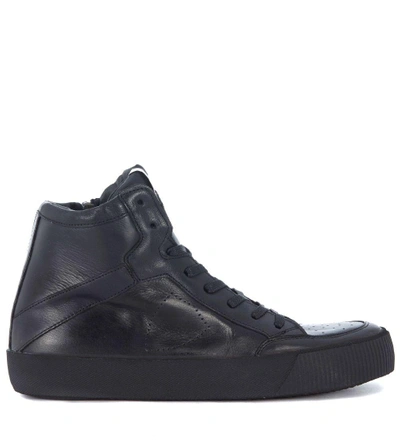 Philippe Model Knicks Black Leather Trainer With Zip In Nero