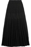 ALEXANDER MCQUEEN METALLIC EMBROIDERED PLISSÉ-SILK TUSSAH MAXI SKIRT