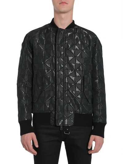 Tom Rebl Bomber Jacket With Intarsia In Black