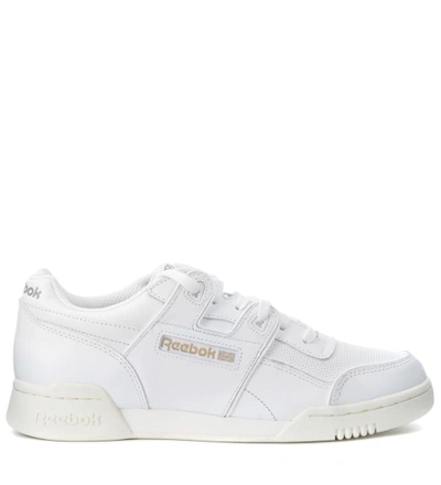 Reebok Workout Plus White Leather Trainer In Bianco