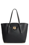 MICHAEL KORS LARGE BANCROFT LEATHER TOTE - BLACK,31T7GBNT9T