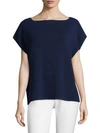 Michael Kors Ribbed Boat-neck Cap-sleeve Cashmere-stretch Sweater In Sapphire