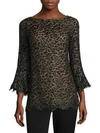 MICHAEL KORS Metallic Lace Bell-Sleeve Top