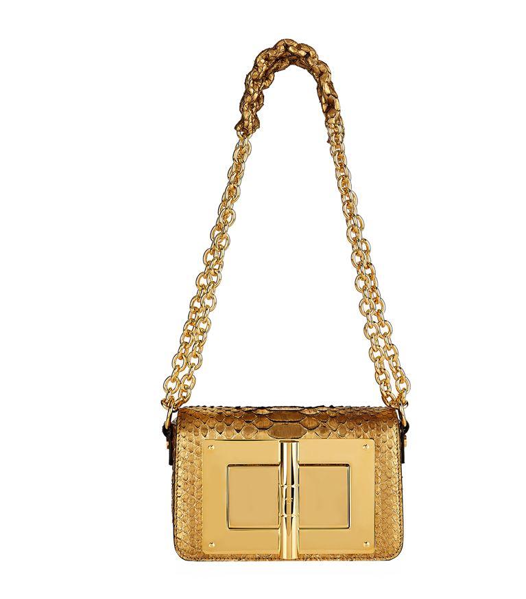 Tom Ford Natalia Small Python Square Shoulder Bag In Gold | ModeSens