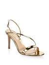 GIANVITO ROSSI Metallic Leather Ankle-Strap Sandals