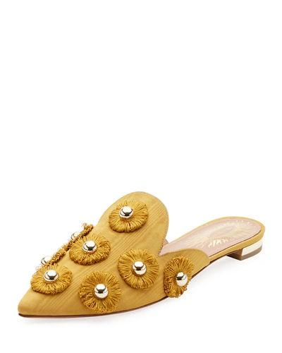Aquazzura Sunflower Embellished Faille Slipper Shoes In Gold