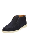 Loro Piana Polacchino Suede Slip-on Chukka Boots In Navy
