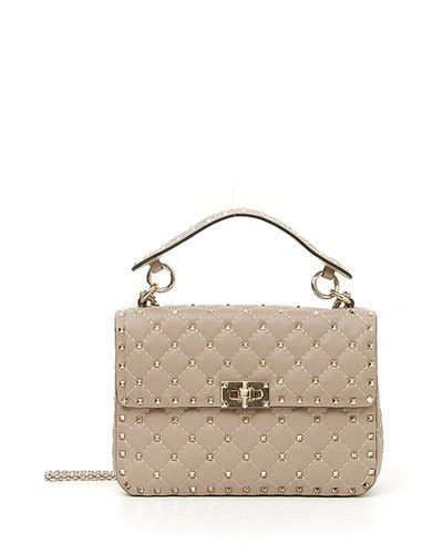 Valentino Garavani Rockstud Spike Medium Quilted Top-handle Bag In Pink